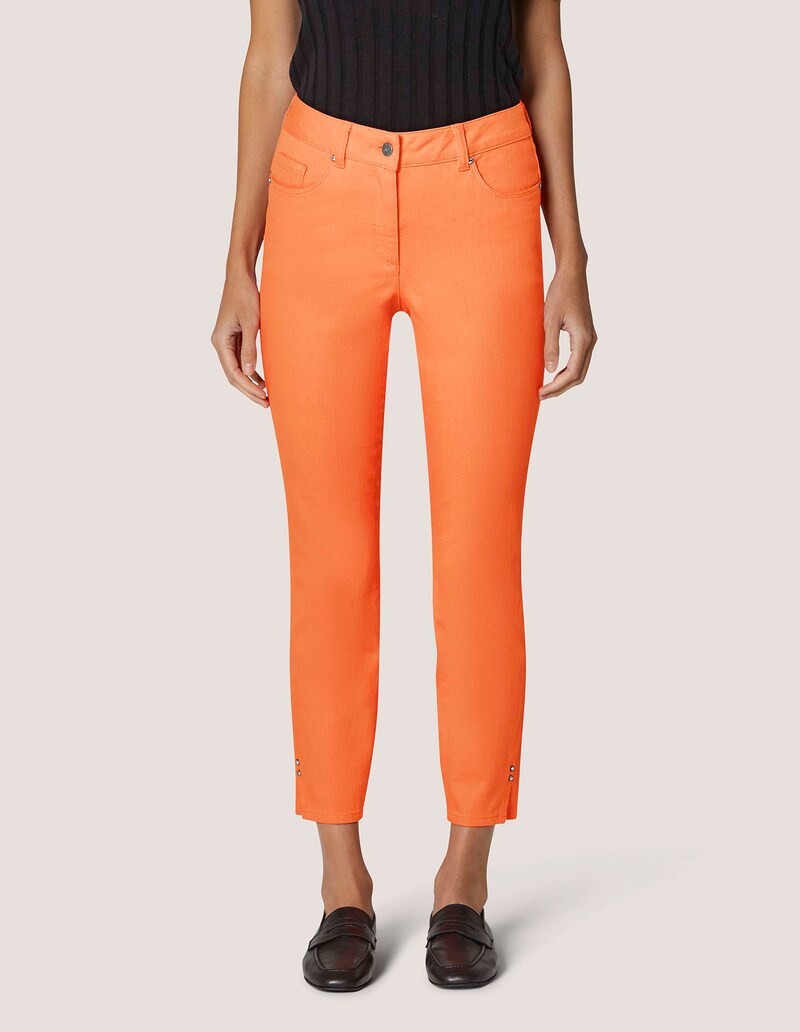 Slim-fit 7/8 jeans with rhinestone decoration