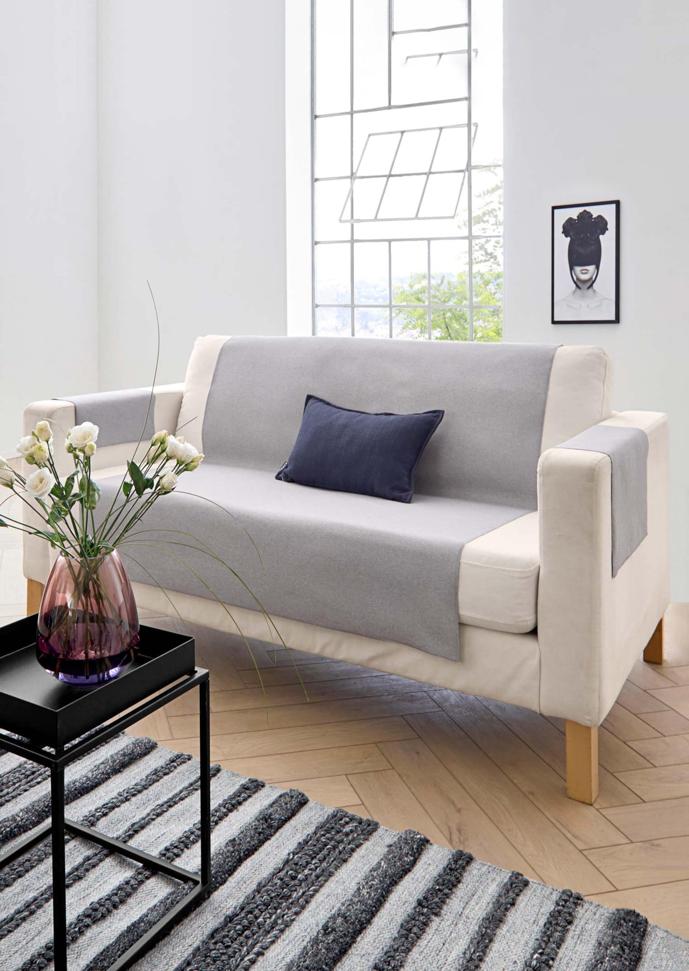 Jetés de fauteuil et de canapé - gris - Gr. 110 x 140 cm de Goldner Fashion