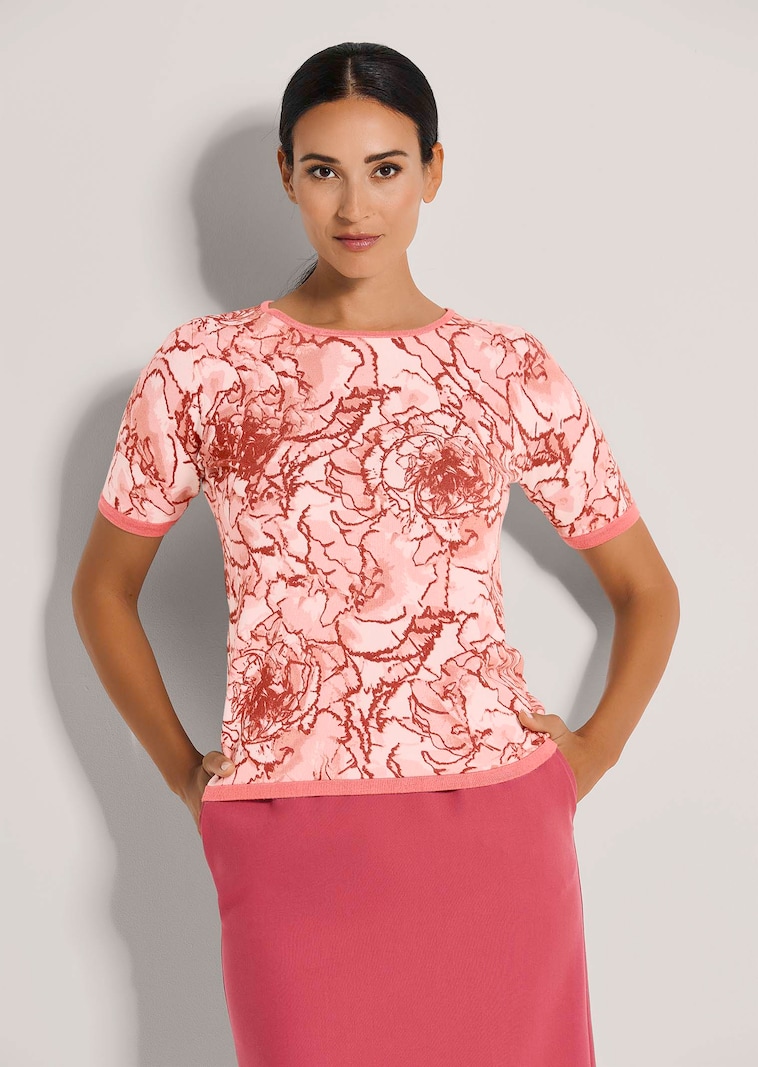 Kurzarm-Pullover mit Allover-Print