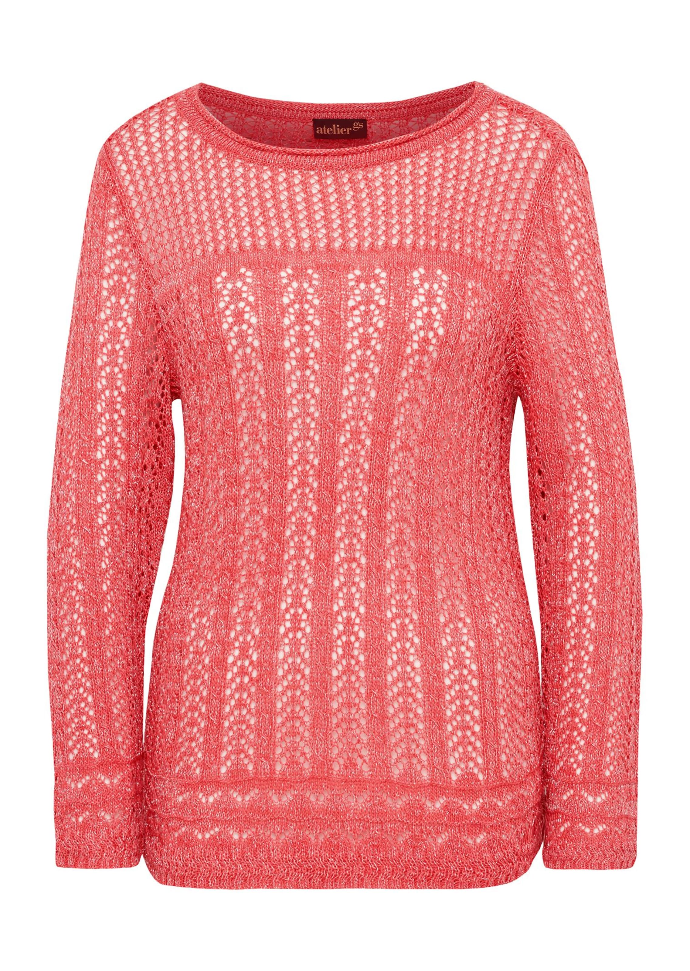 Pull en tricot structuré et fil métallisé - corail - Gr. 26 de Goldner Fashion