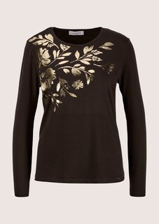 Langarmshirt mit goldfarbenem Blütendruck thumbnail 4