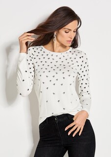 Langarmshirt mit Strass und Hahnentrittmuster thumbnail 7