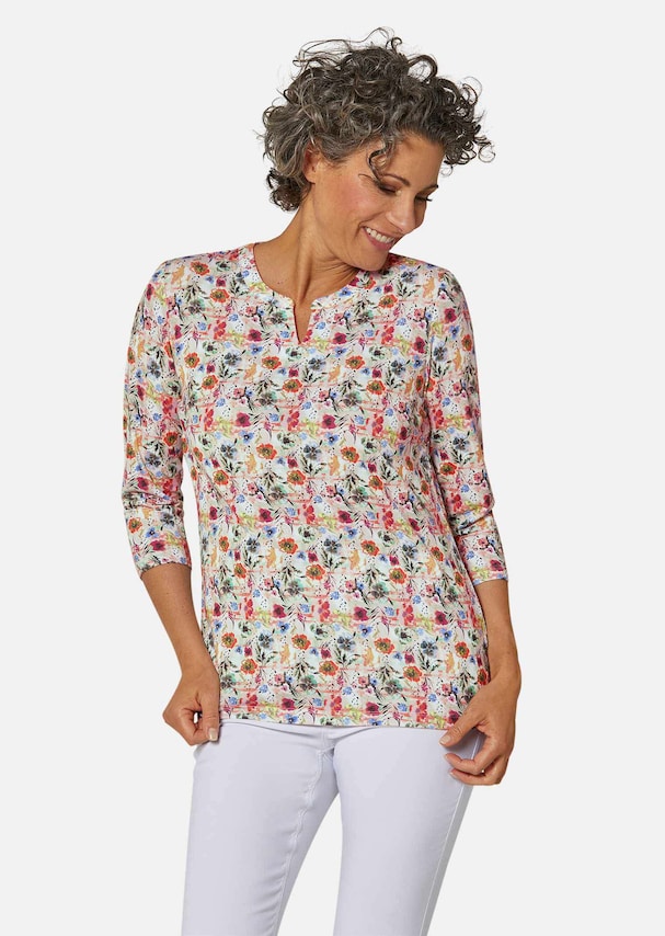 Knitterarmes Druckshirt mit femininen Blumendruck
