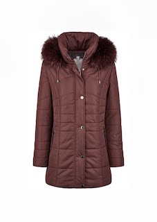 Manteau matelassé court avec capuche et tissu aspect fourrure thumbnail 6