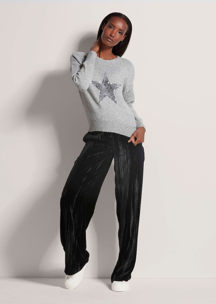 Rundhals-Pullover mit Stern