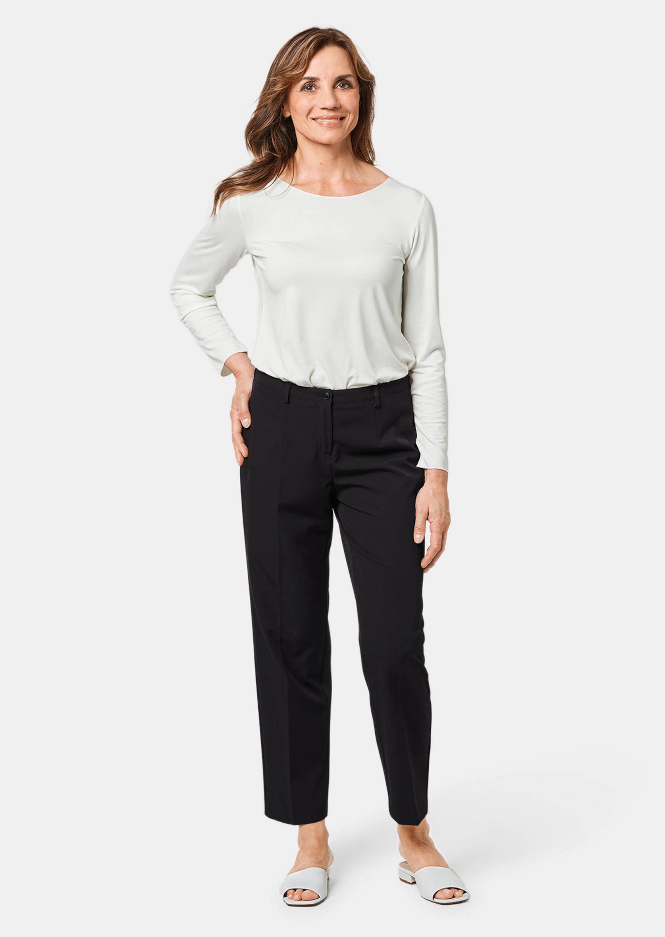 Pantalon avec passants de ceinture facile d'entretien - noir - Gr. 285 de Goldner Fashion