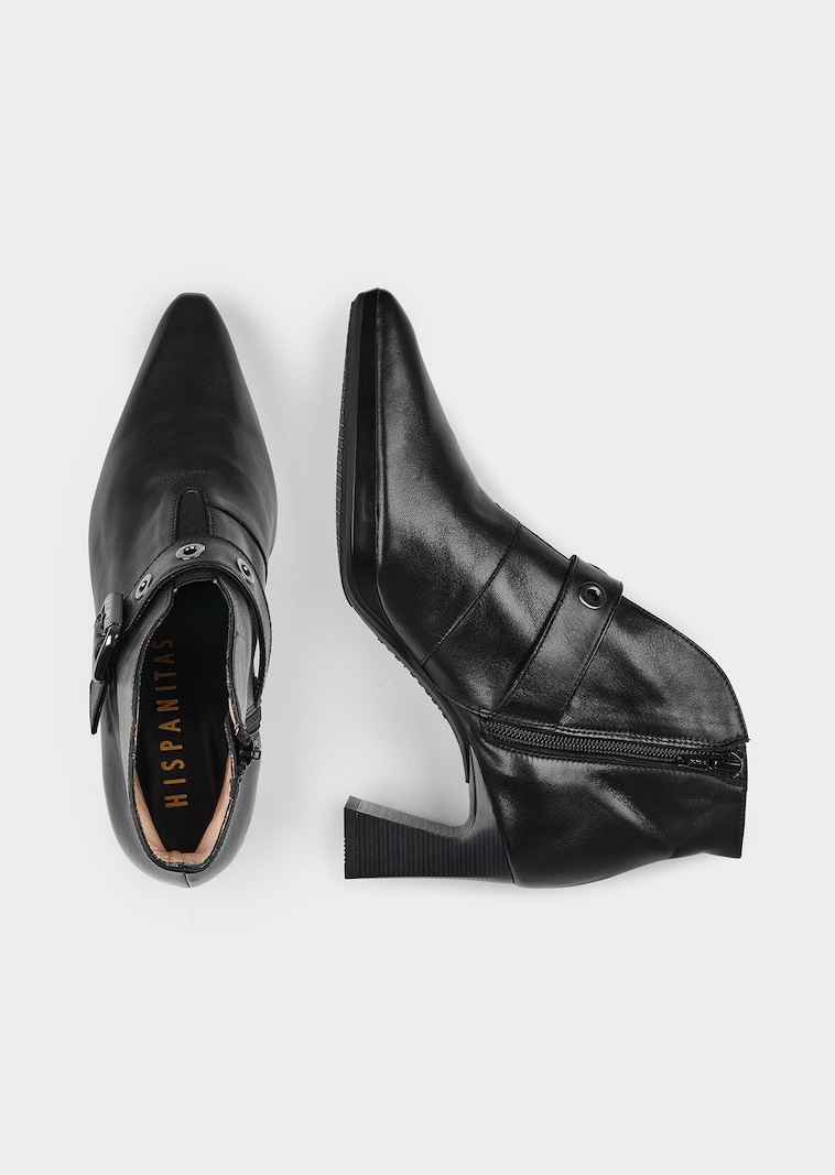 Elegante Leder-Stiefelette mit Schnalle