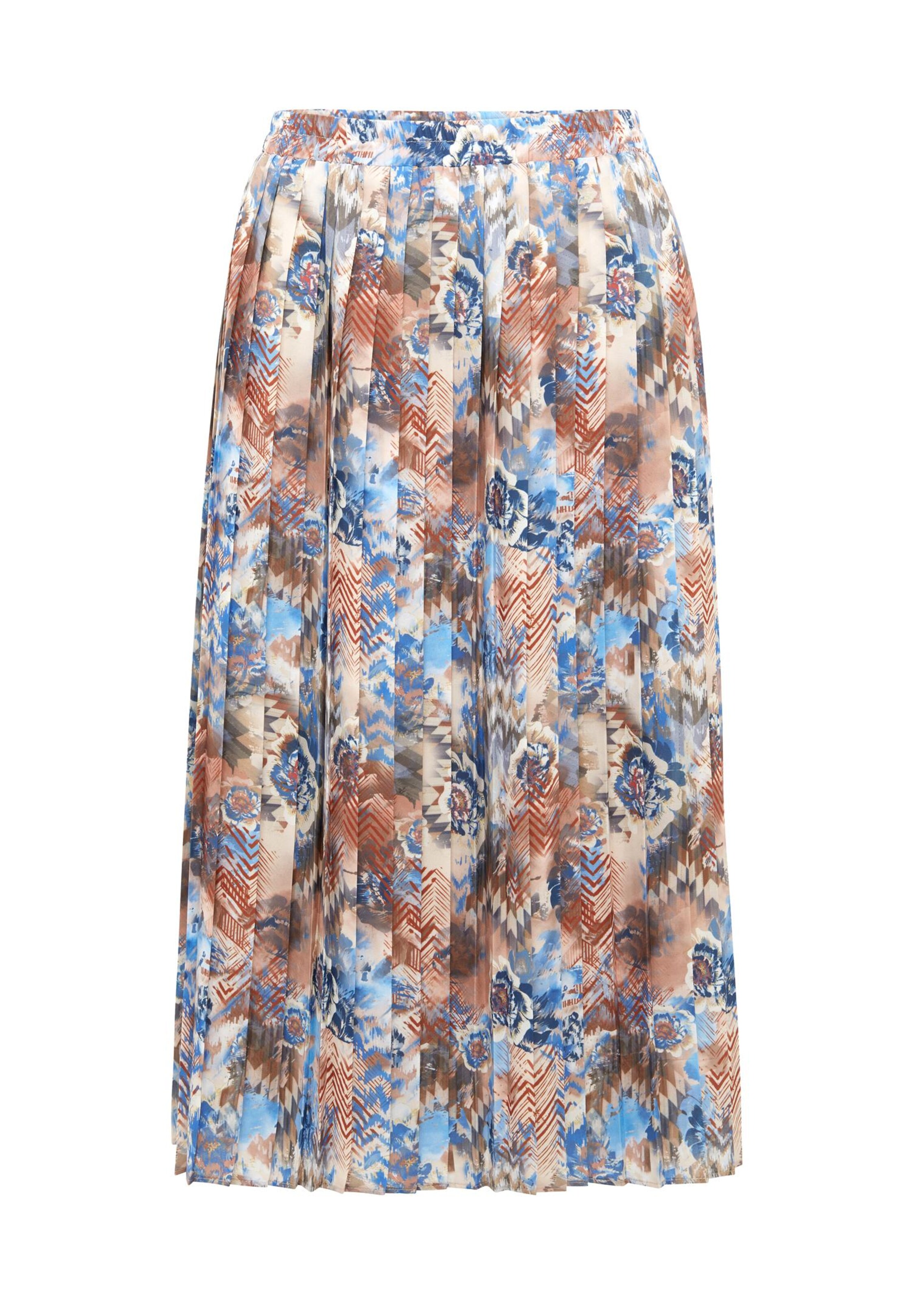 Jupe plissée avec imprimé brillant - taupe / bleu / à motifs - Gr. 52 de Goldner Fashion