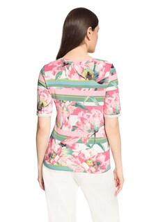 Rippenshirt mit Blüten und Streifen thumbnail 2