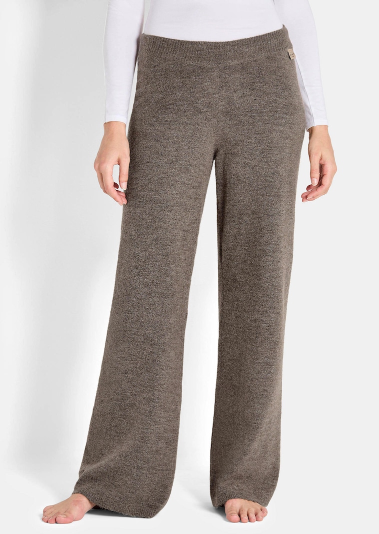 Wijde tricot broek met brede elastische tailleband