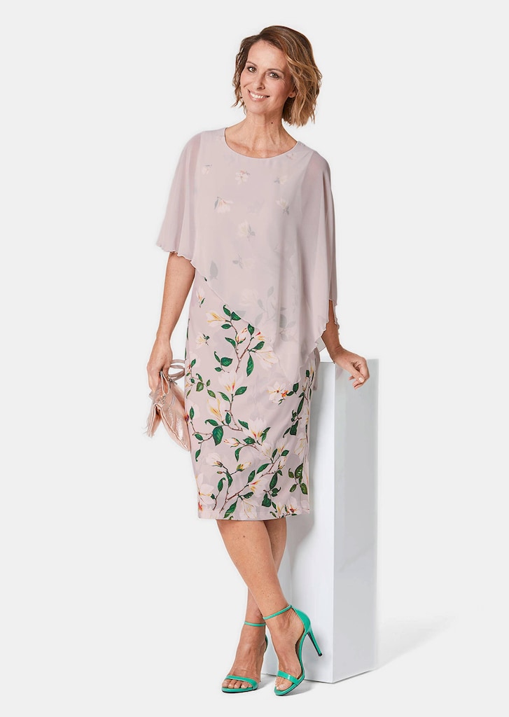 Kleid mit floralem Druck und Chiffonüberwurf