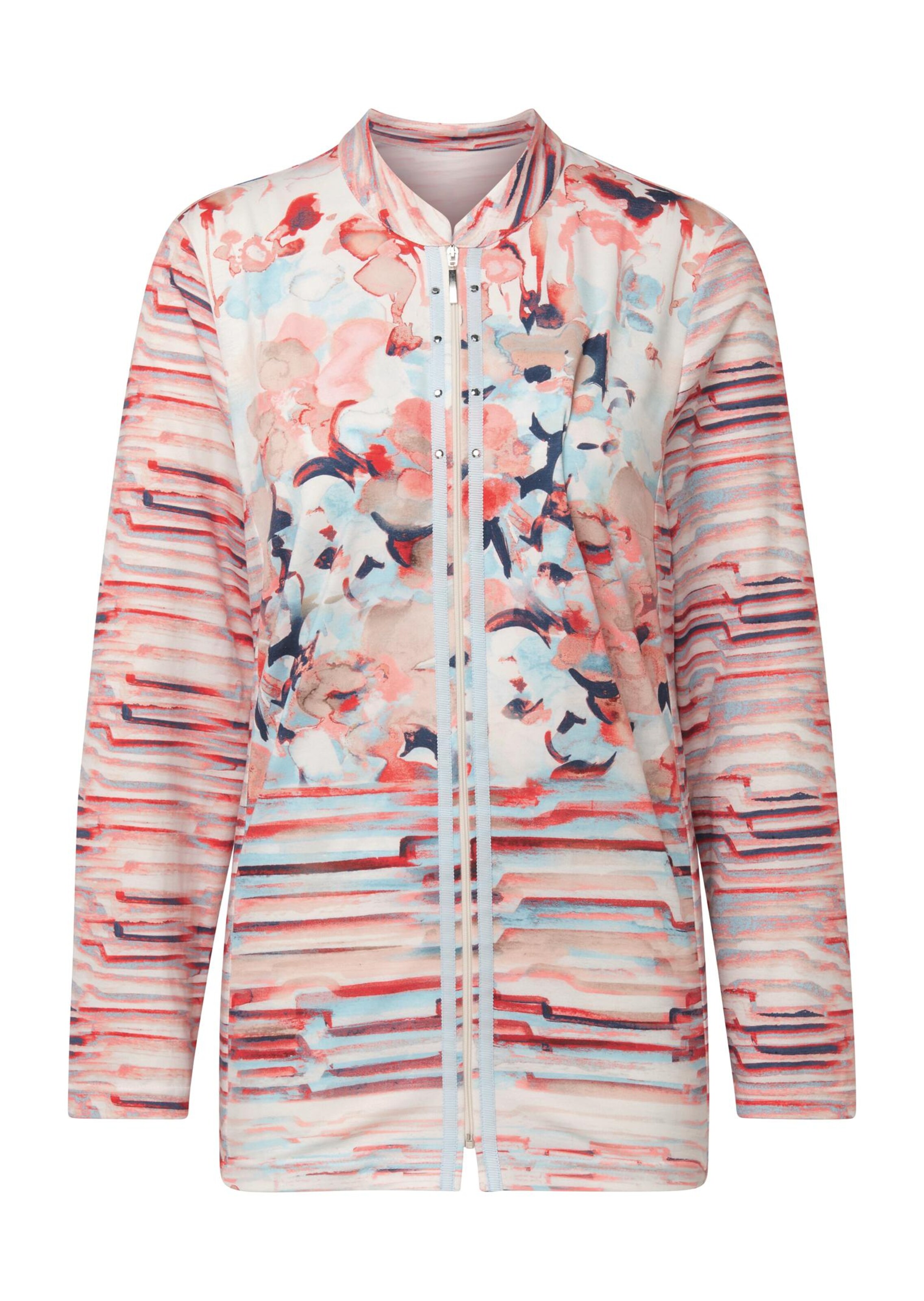 Confortable veste au bel imprimé mode - rosé / bleu / à motifs - Gr. 48 de Goldner Fashion