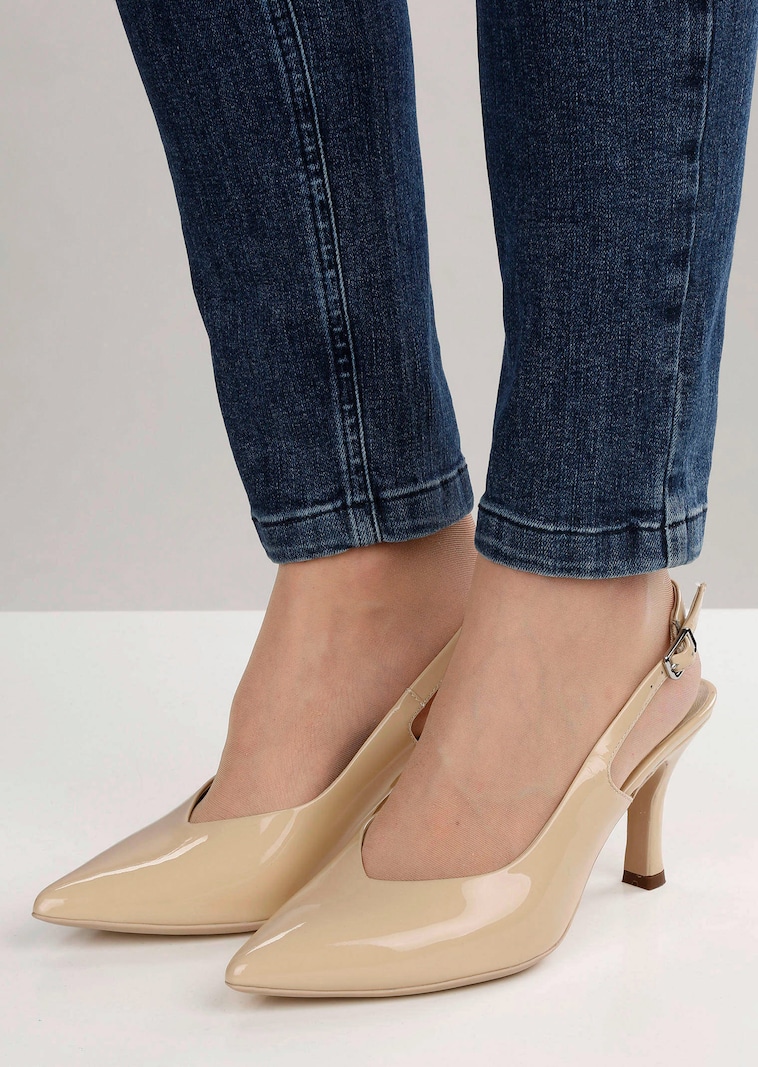 Slingpumps aus Lackleder