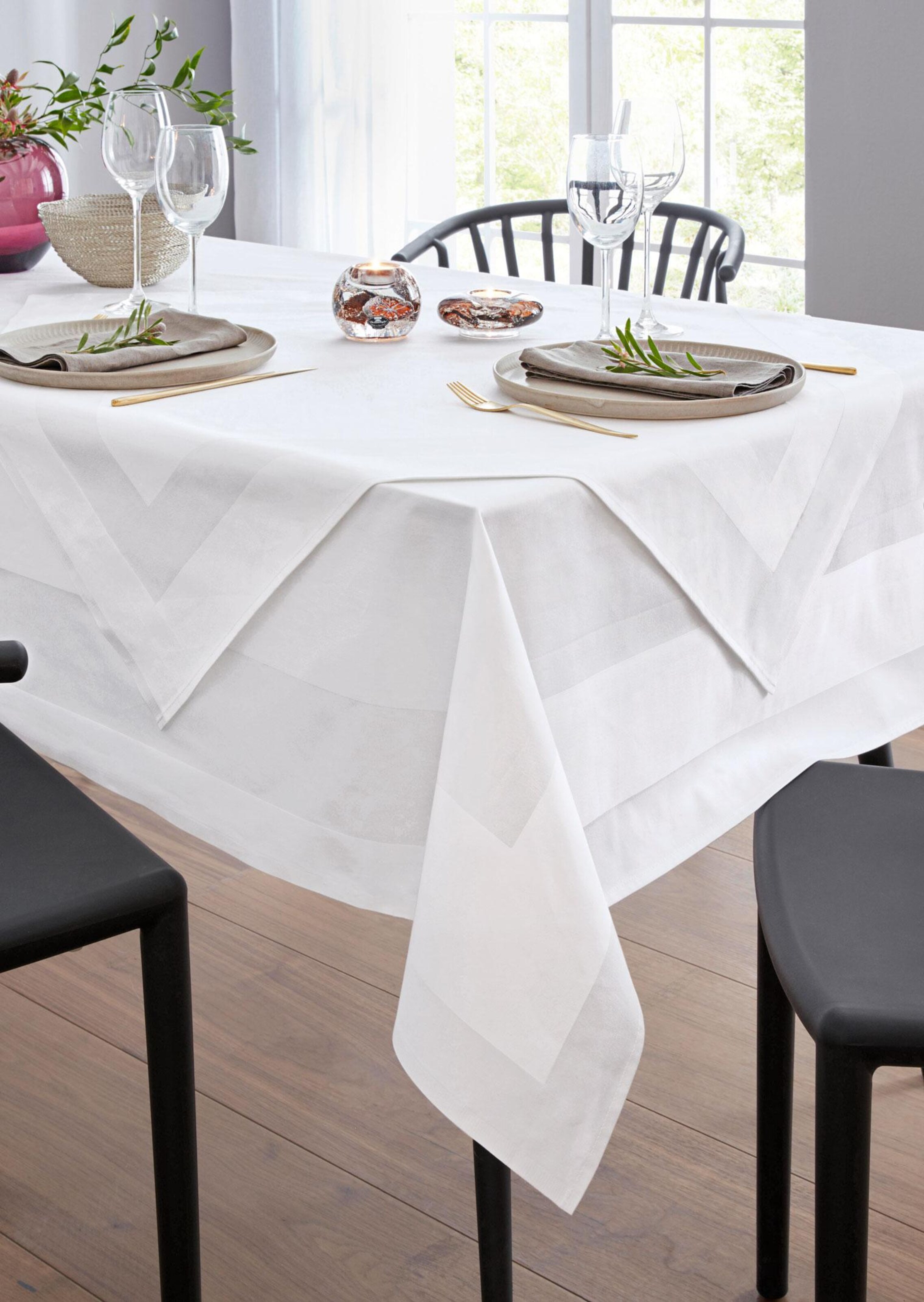 Nappe de table damassé - blanc - Gr. 80 x 80 cm de Goldner Fashion