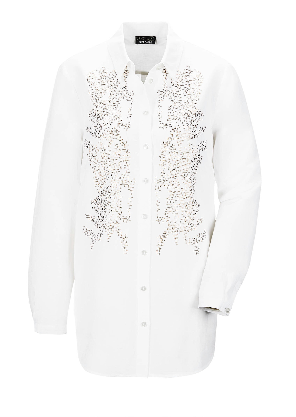 Overhemdblouse met opgestikte pailletten