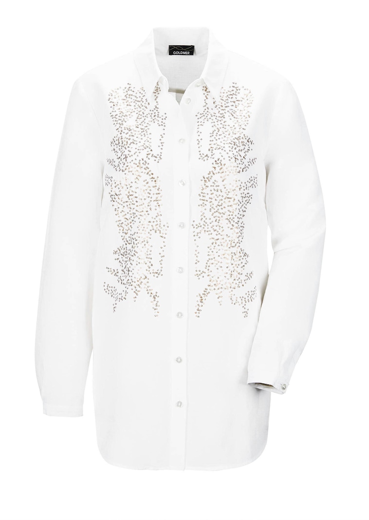 Hemdbluse mit Paillettenstickerei