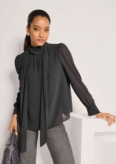 Chiffon-Bluse mit Stehkragen und Schluppe thumbnail 4