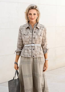 Kurze Jeansjacke mit Jacquard-Muster thumbnail 7