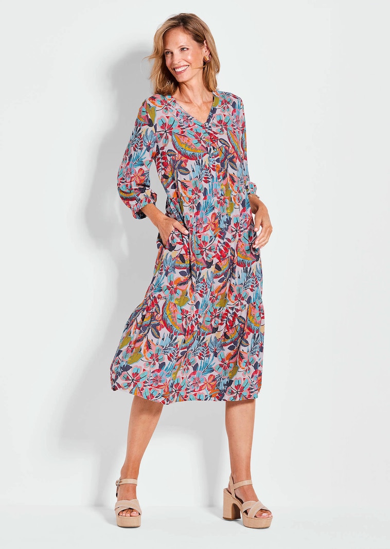 Stufenkleid mit floralem Alloverdruck