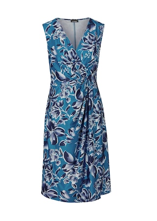 blau / marine / geblümt Kleid in Wickeloptik