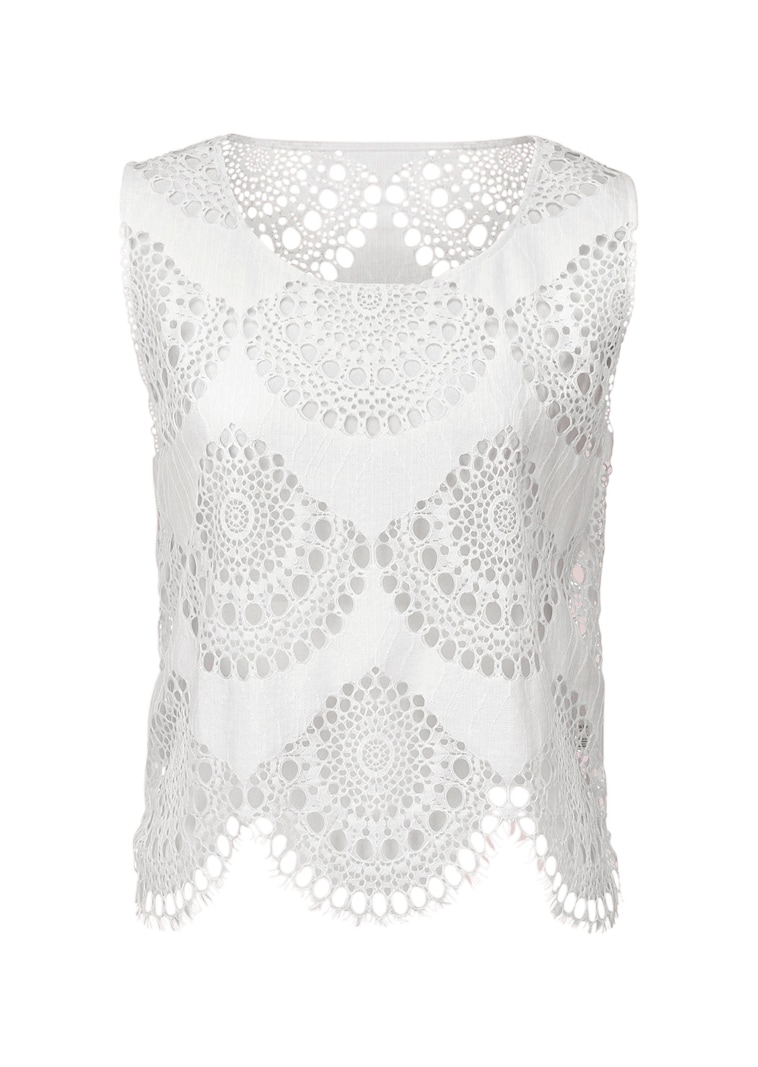 Top en dentelle avec broderie ajourée