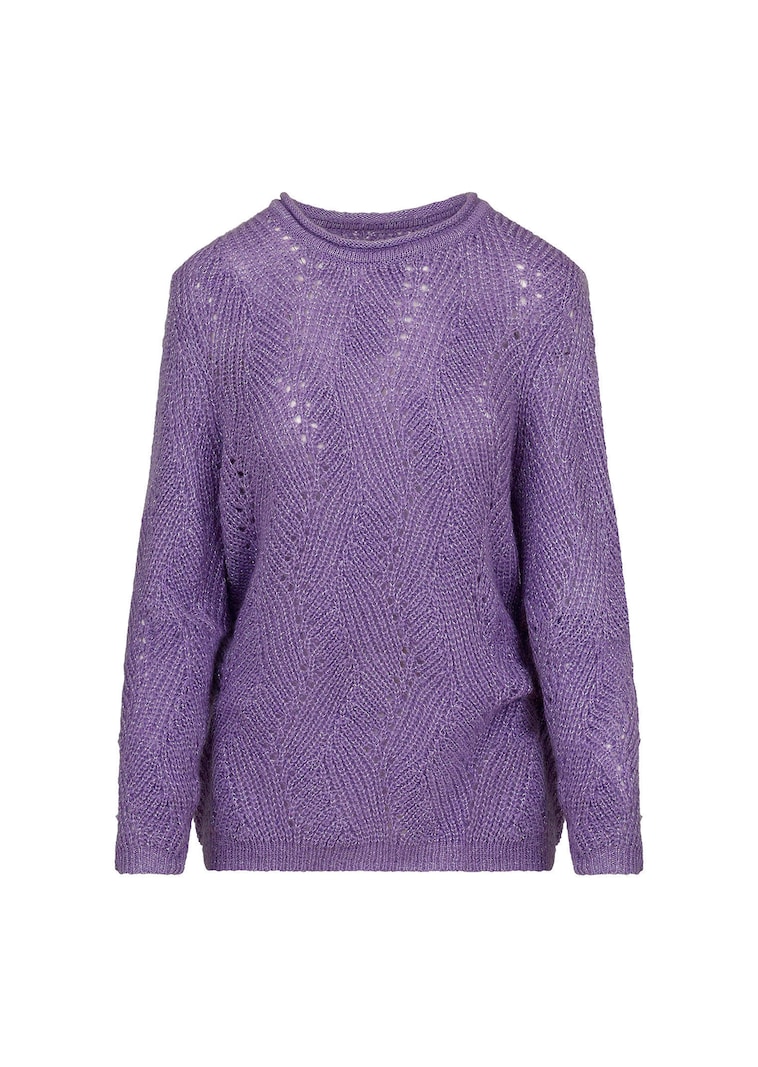 Weicher Ajourpullover mit Glanzgarn