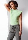 Sleeveless cable knit jumper with stand-up collar thumbnail 7