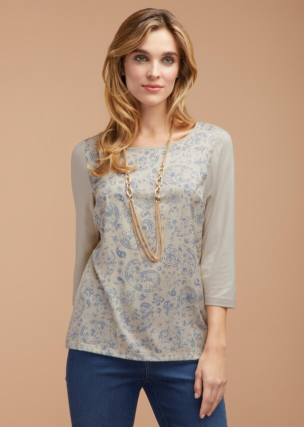 Soepel blouseshirt met glanzende paisley-print