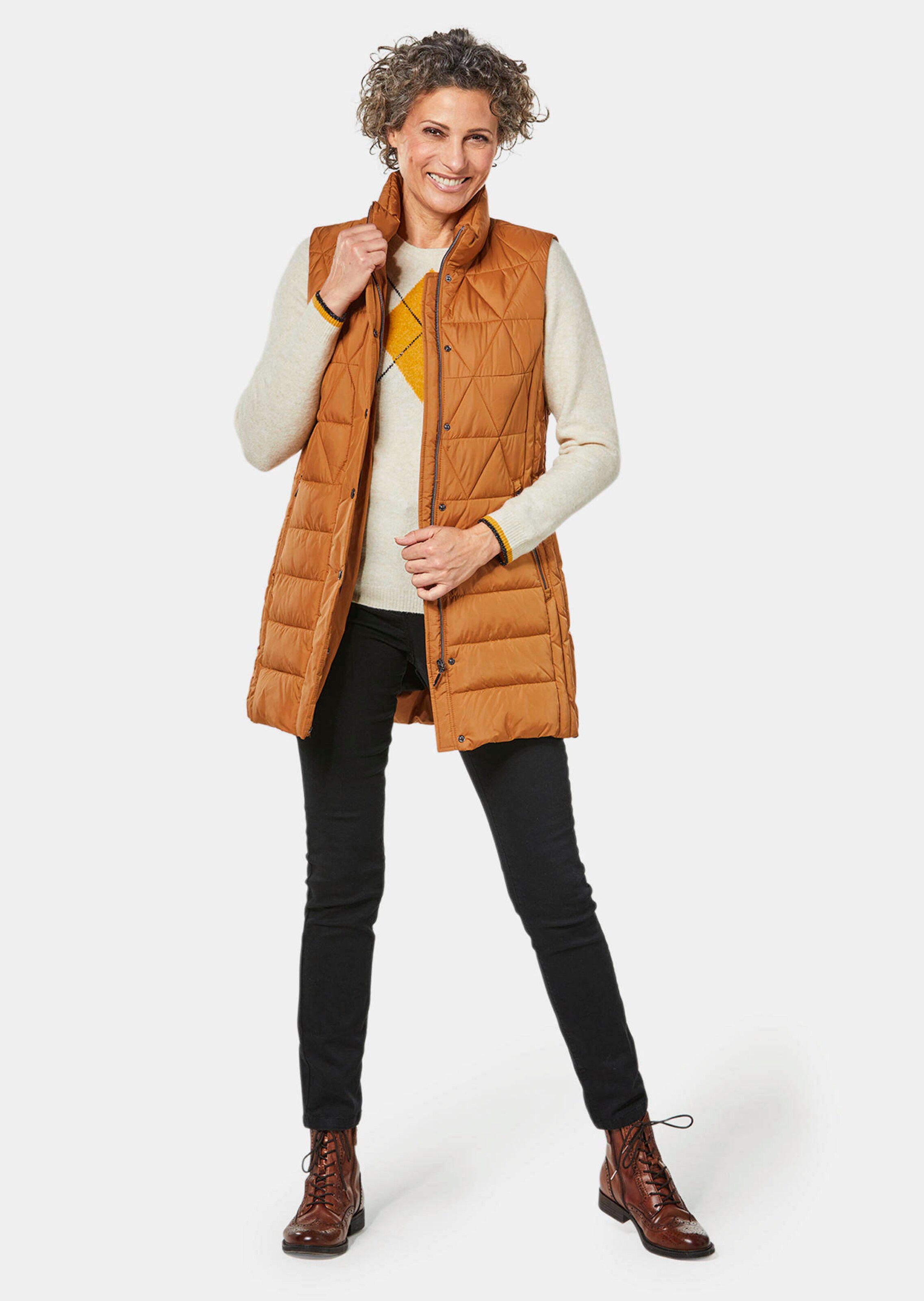 Long gilet matelassé - cognac - Gr. 21 de Goldner Fashion