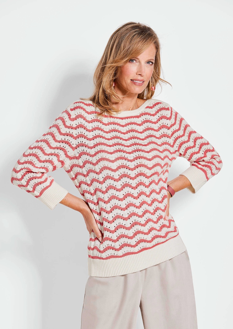 Tricot pullover met 3/4-mouwen