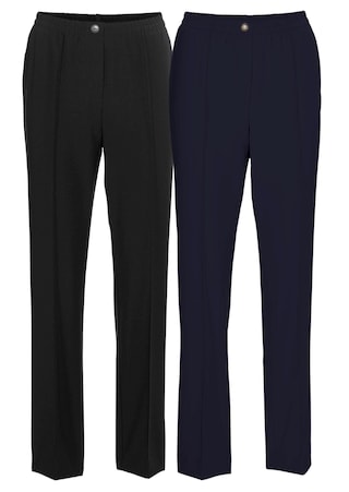 marine / zwart Twee kreukarme broeken met elastische tailleband