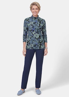 Shirt met lange mouwen, opstaande kraag en bloemenmotief thumbnail 2