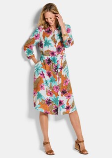 Hemdblusenkleid mit Leo Print und Blumen thumbnail 2