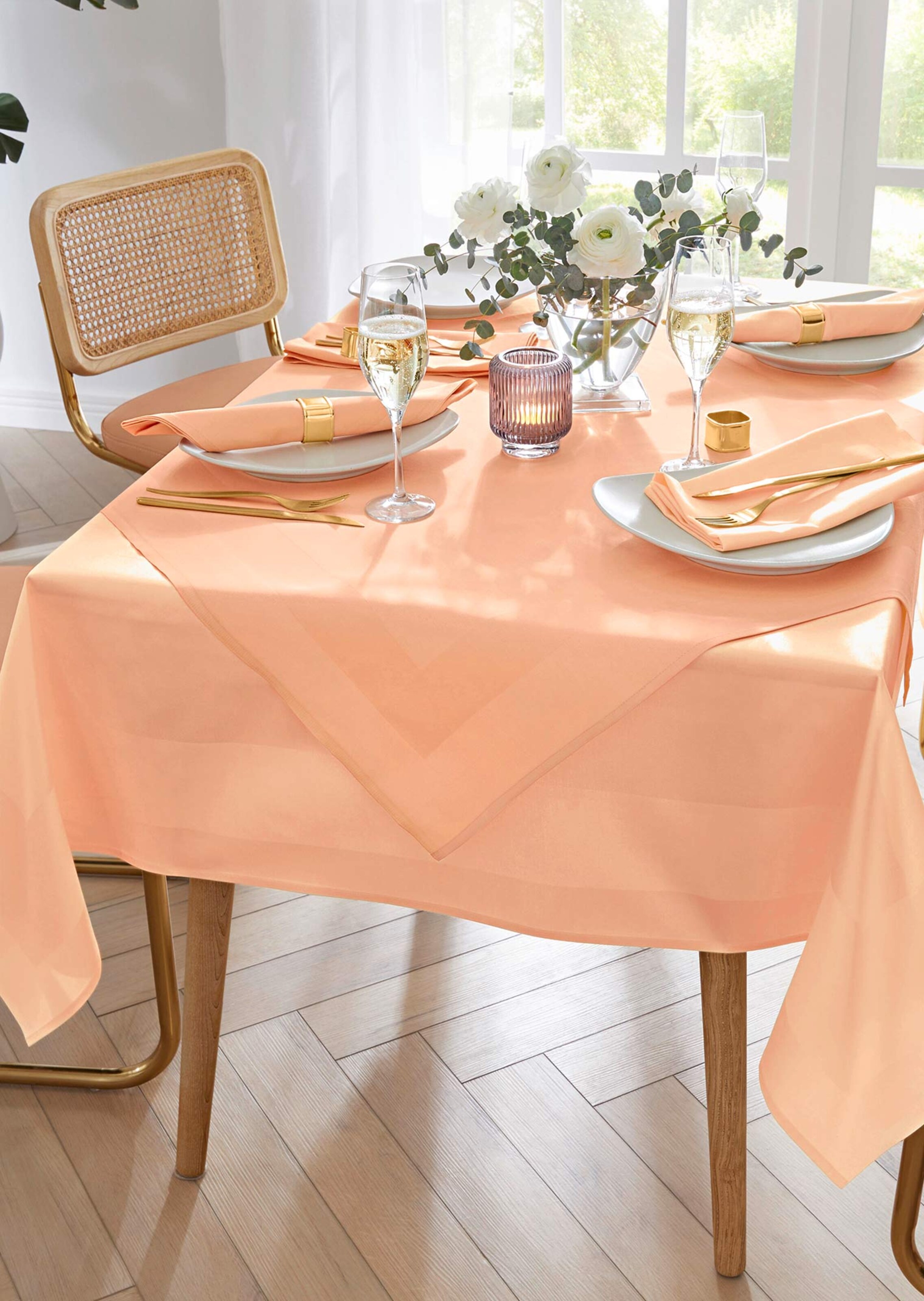 Nappe de table damassé - pêche - Gr. 130 x 170 cm de Goldner Fashion
