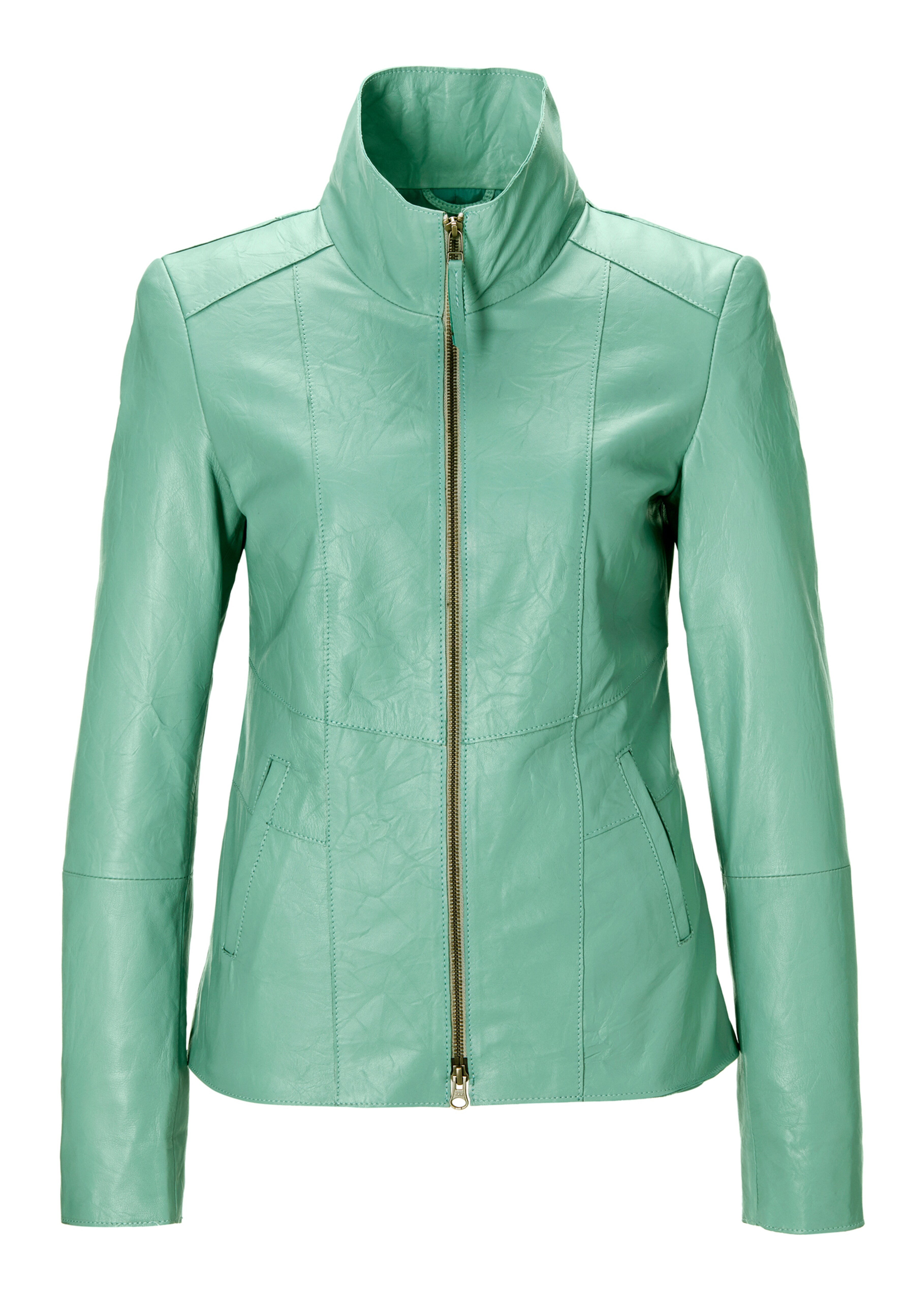 Lederjacke mit Stehkragen und Reissverschluss