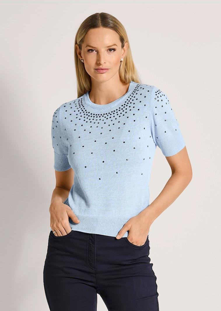 Rundhals-Pullover mit Glanz-Akzenten