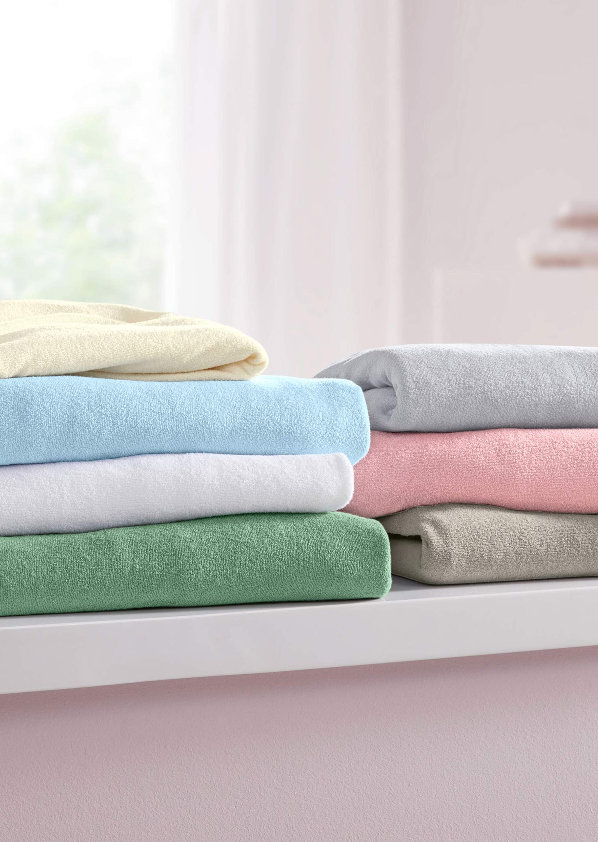 Drap-housse en éponge - blanc - Gr. 180-200 x 200 cm de Goldner Fashion