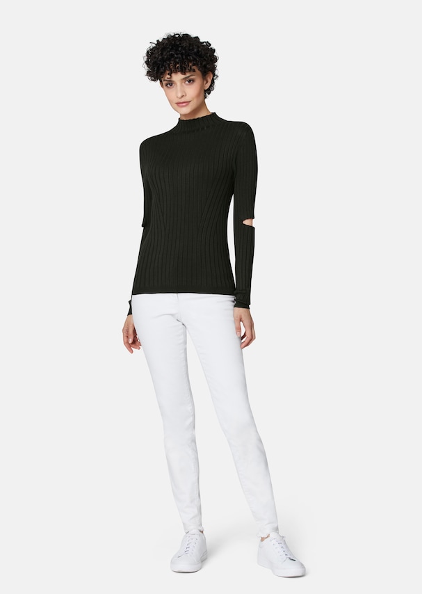 Rib-knit jumper with sophisticated cut-out sleeves 1