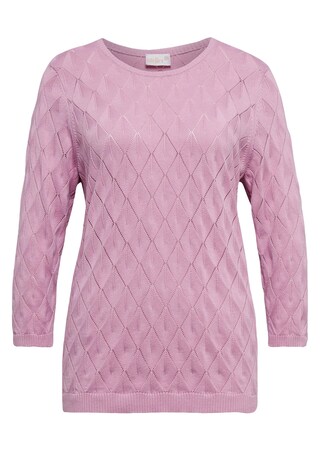 rosé Gepflegter Ajour-Pullover mit femininen Durchbrüchen