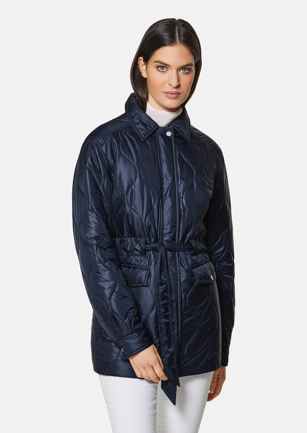 Padded quilted jacket with drawstring waist