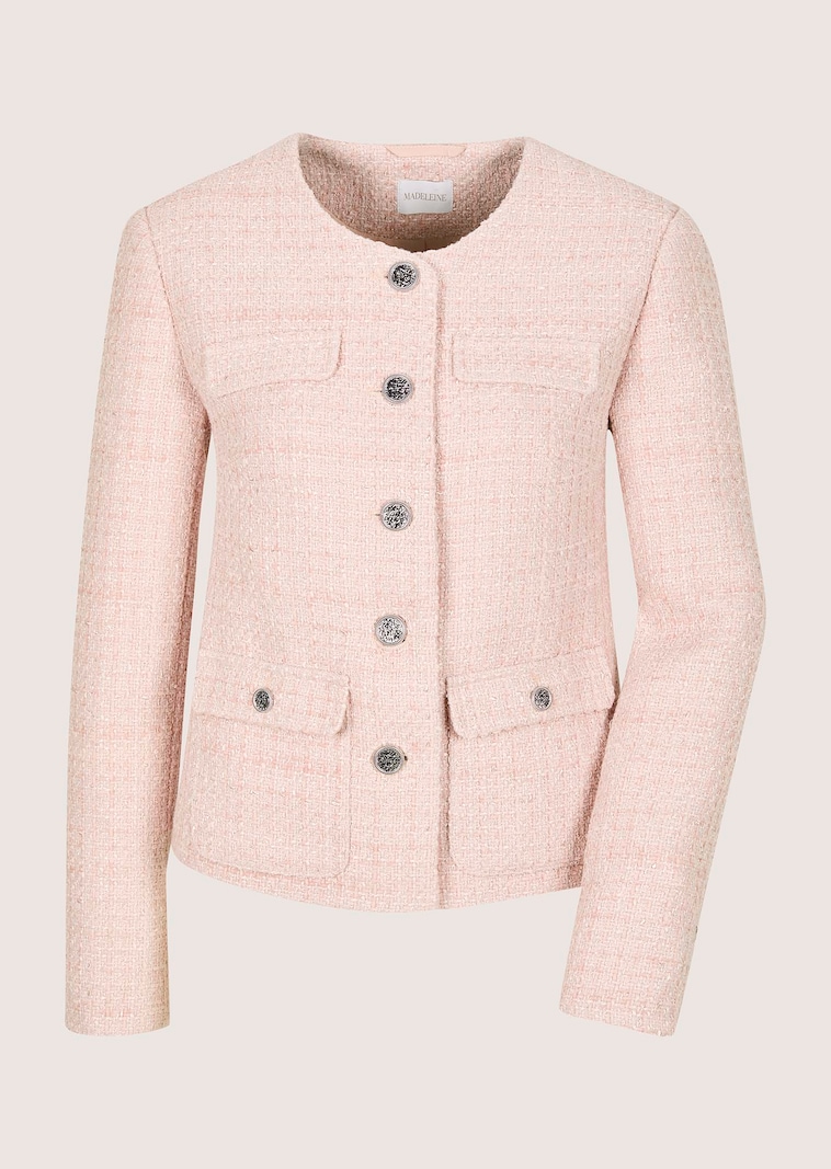 Kurzblazer in Bouclé-Optik mit Pattentaschen