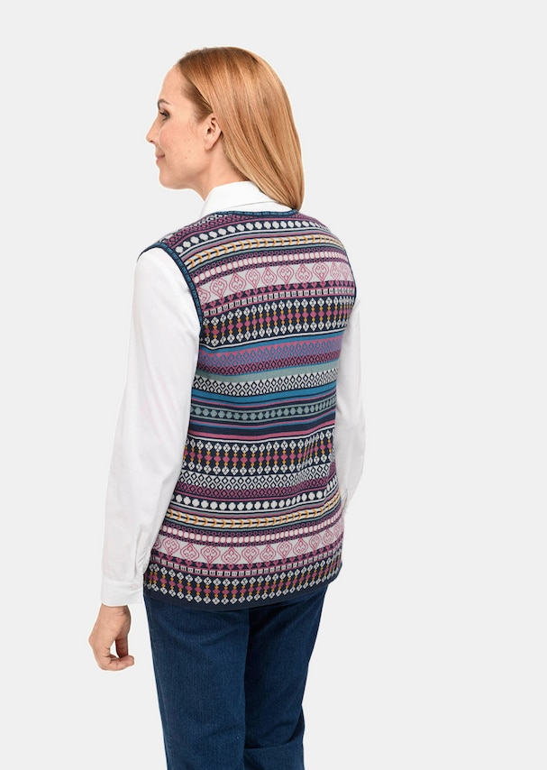 Jacquard tricot vest met kleurrijk streepdessin 1