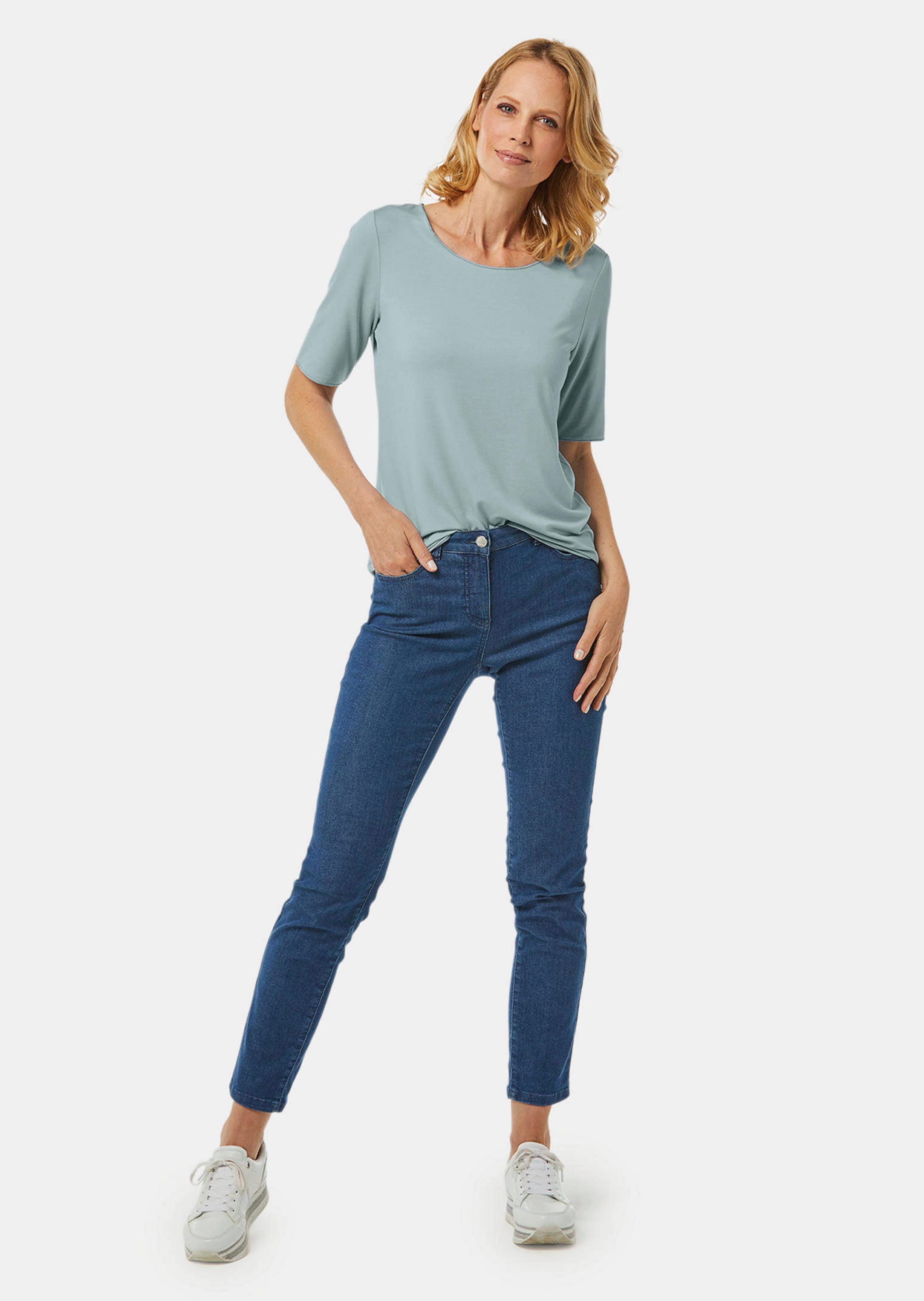 T-shirt avec liseré décoratif - vert gris - Gr. 56 de Goldner Fashion