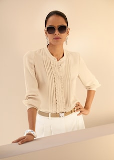 Stehkragen-Bluse aus reiner Seide thumbnail 7