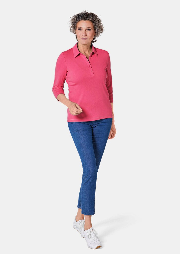 Basic-Poloshirt mit Stickerei aus reiner Baumwolle