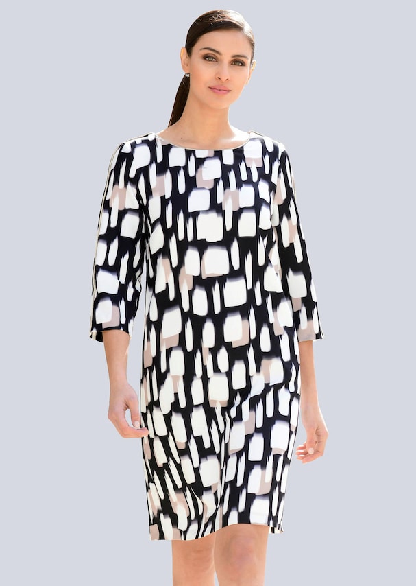 Etuikleid mit Paspelierungen aus elastischer Webware