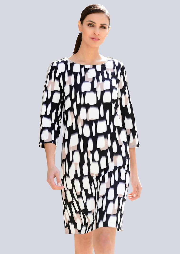 Etuikleid mit Paspelierungen aus elastischer Webware