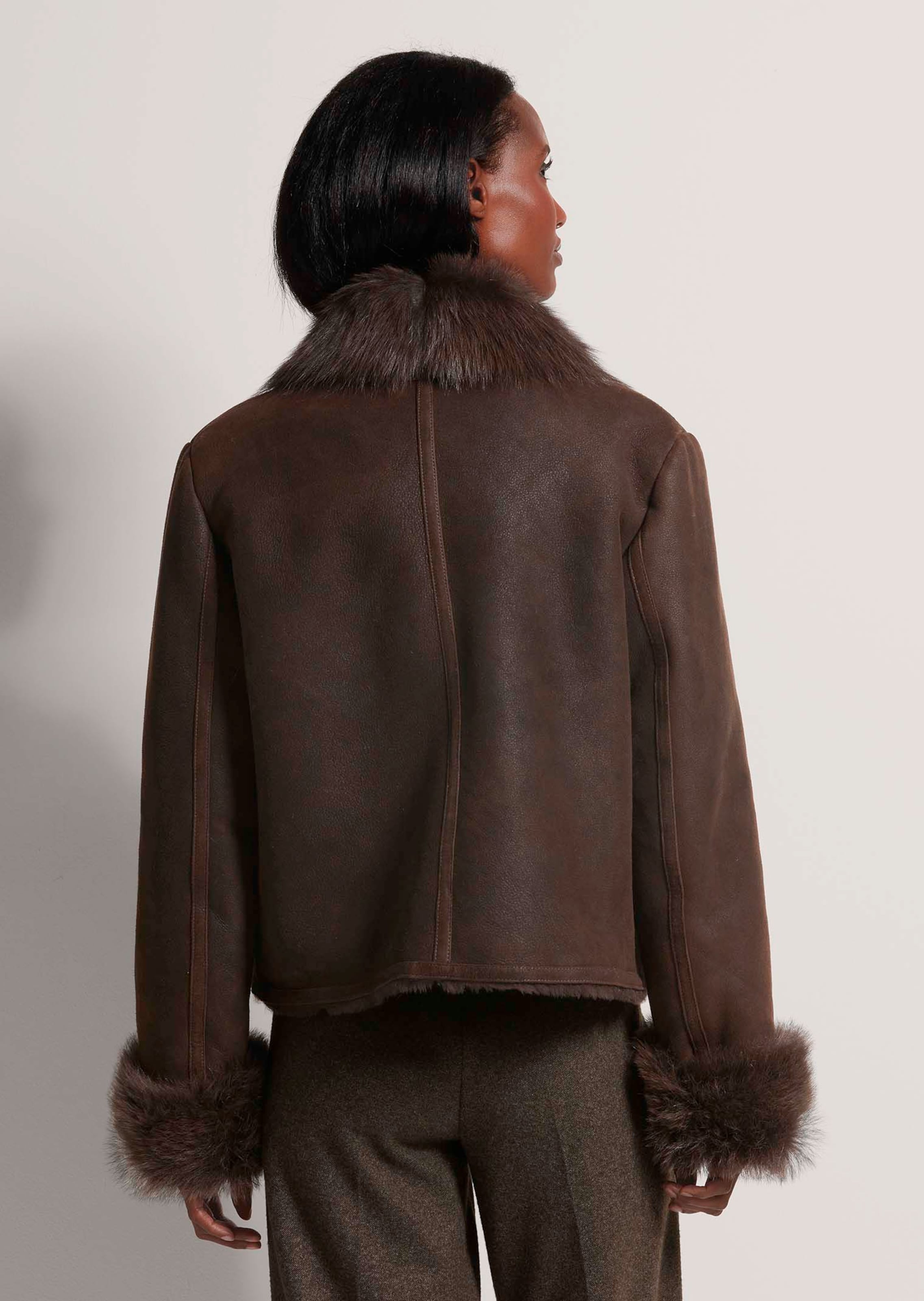 Lammfell-Jacke im Biker-Stil in braun MADELEINE Mode