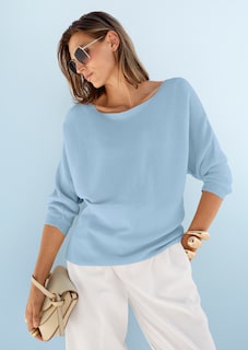 Rundhals-Pullover mit Fledermausärmeln thumbnail 1