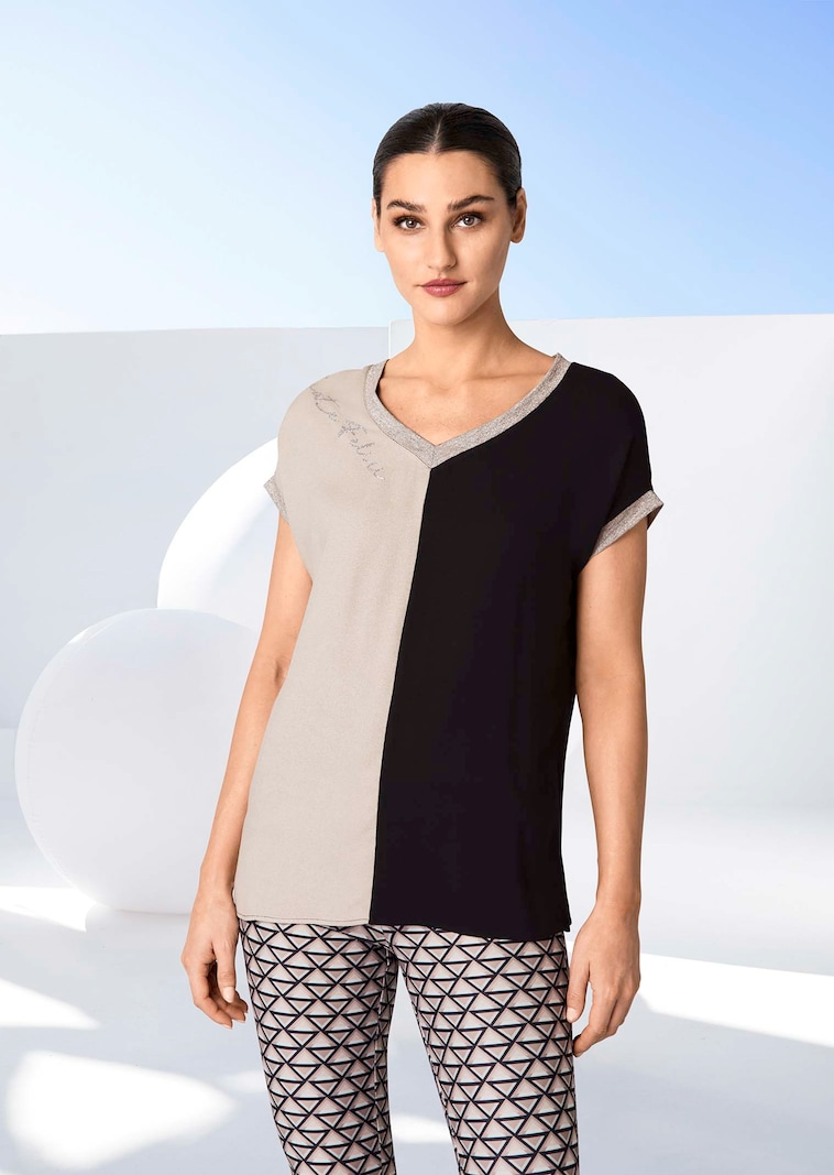 Shirt im Materialmix